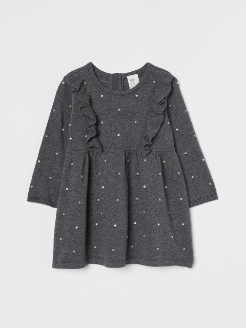 

H&M Kids Girls Grey Textured-knit dress