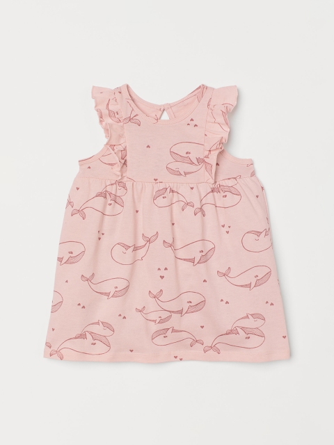

H&M Woman Pink Flounce-trimmed jersey dress