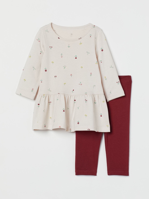 

H&M Woman White & Red 2-piece cotton set
