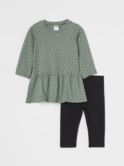 

H&M Woman Black & Green 2-piece cotton set