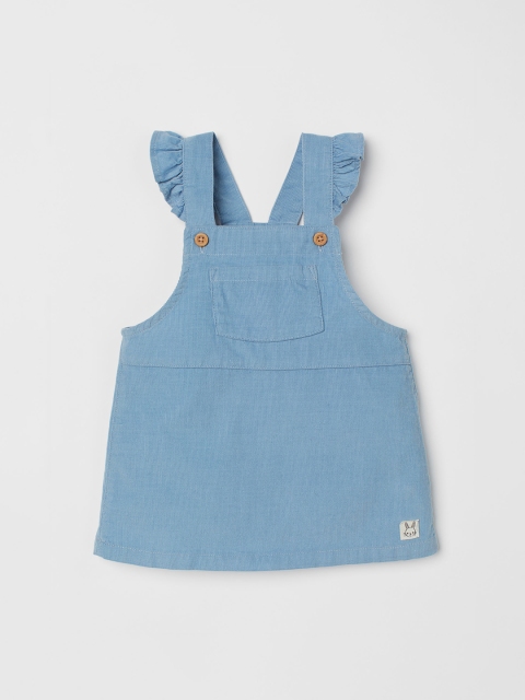 

H&M Woman Blue Flounce-trimmed dungaree dress