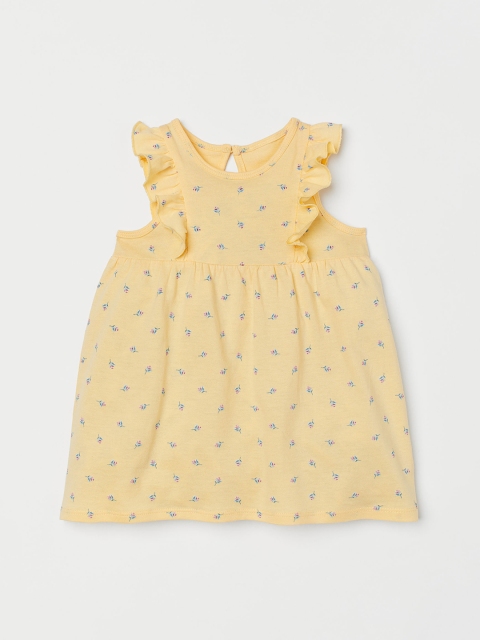 

H&M Kids Girls Yellow Flounce-trimmed jersey dress