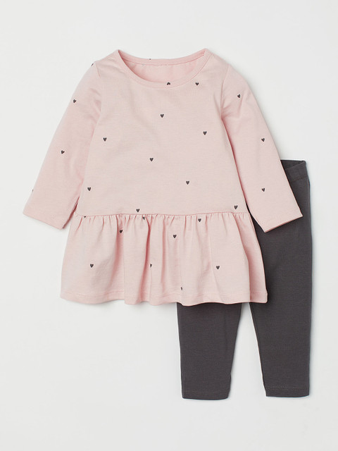 

H&M Kids Girls 2-piece cotton set, Grey