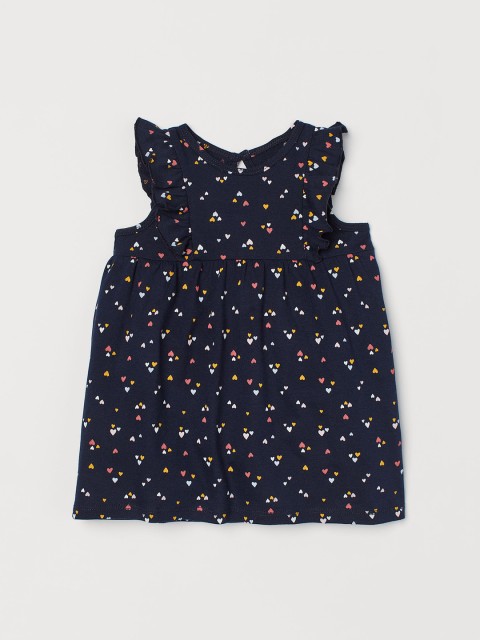 

H&M Kids Girls Blue Flounce-trimmed jersey dress