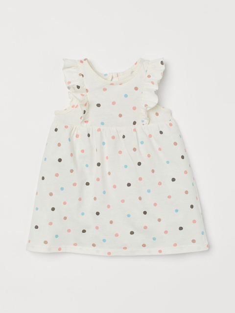 

H&M Kids Girls White Flounce-trimmed jersey dress
