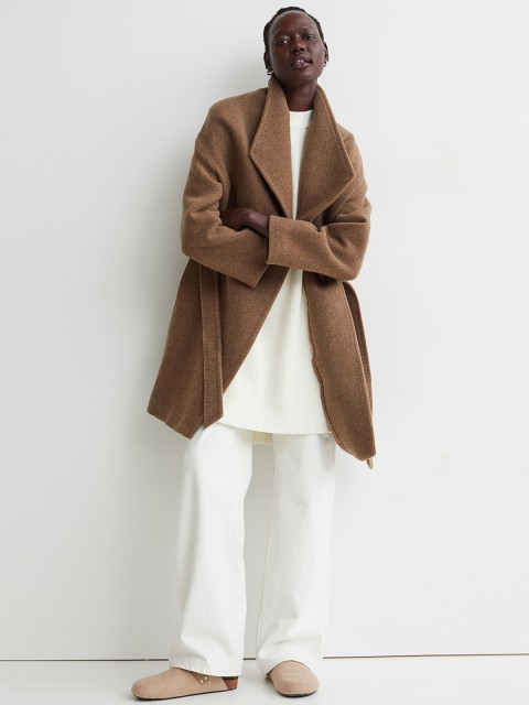 

H&M Woman Beige Wool-blend coat