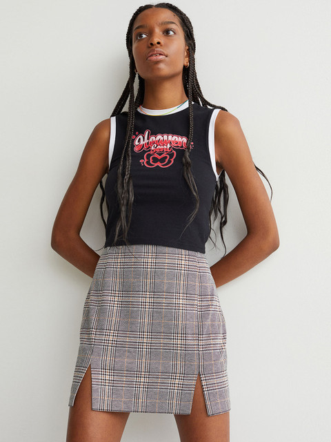 

H&M Woman Grey Short skirt, Multi