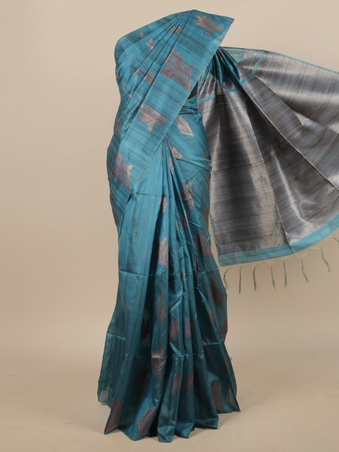 

Pothys Blue & Grey Woven Design Jute Silk Saree