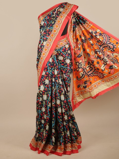 

Pothys Blue & Orange Floral Printed Saree