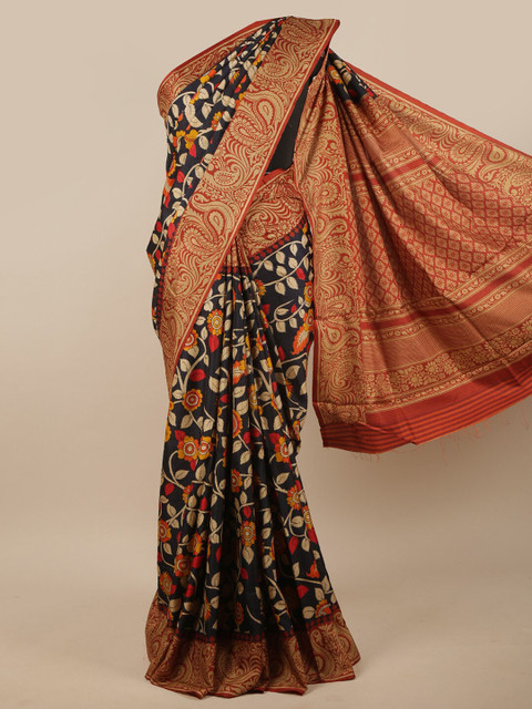 

Pothys Blue Ethnic Motifs Printed Saree