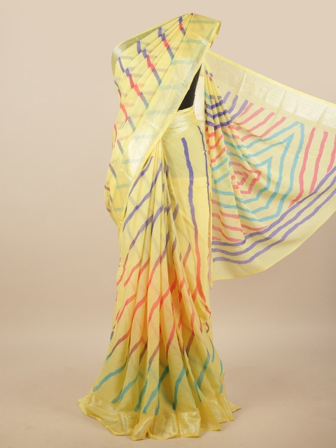 

Pothys Yellow & Blue Striped Saree