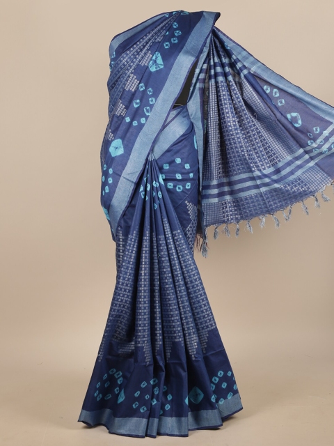 

Pothys Blue Ethnic Motifs Printed Linen Blend Saree