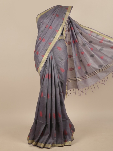 

Pothys Grey & Red Woven Design Jute Silk Saree