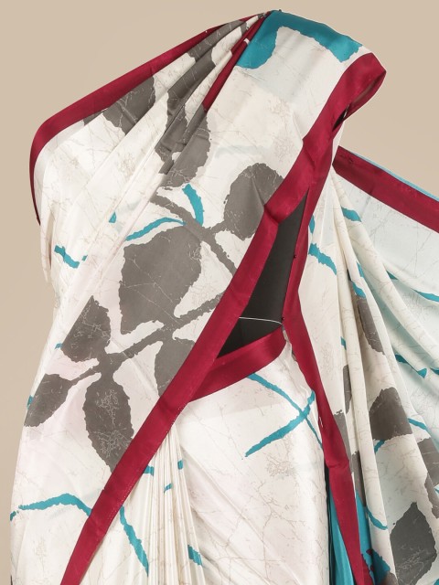 

Pothys White & Blue Floral Printed Saree