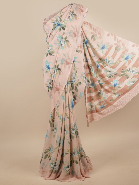 

Pothys Pink & Green Floral Printed Saree