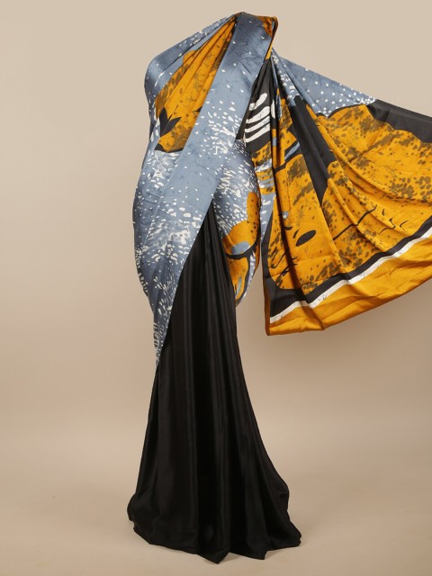 

Pothys Black & Yellow Abstract Printed Saree