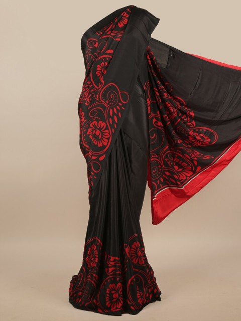 

Pothys Black & Red Floral Printed Saree