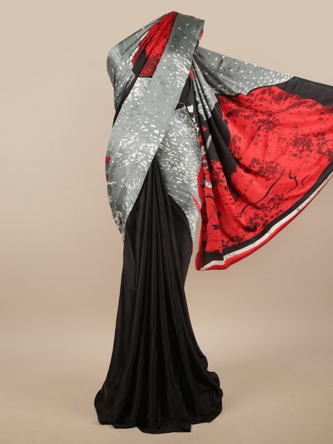

Pothys Black & Red Abstract Printed Saree