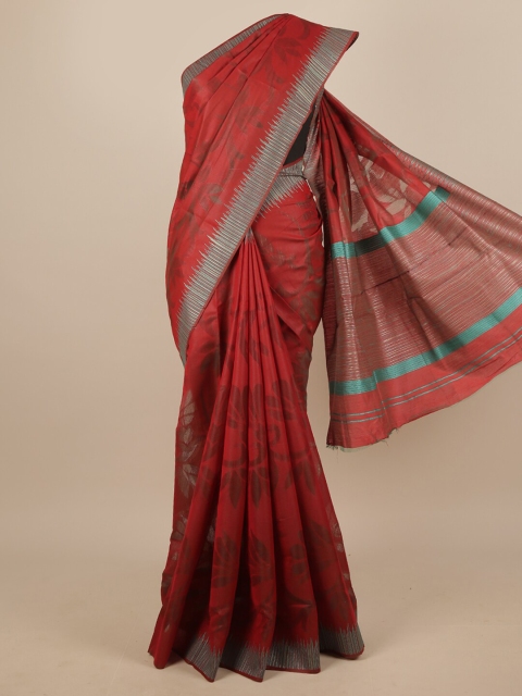 

Pothys Maroon & Grey Floral Printed Jute Silk Saree