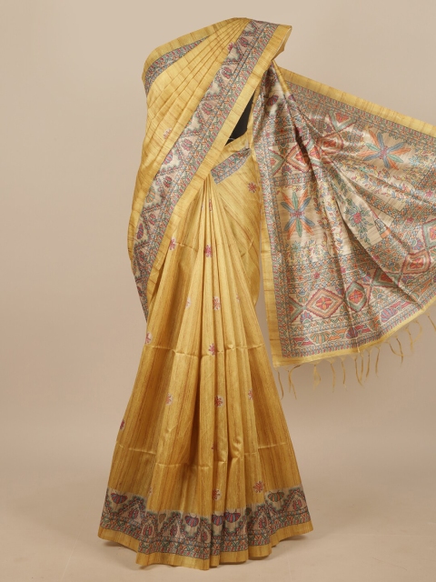 

Pothys Yellow & Red Ethnic Motifs Printed Jute Silk Saree