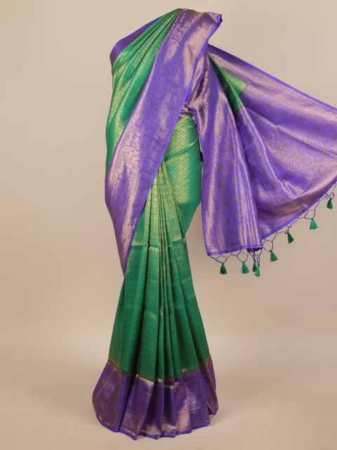 

Pothys Green & Violet Ethnic Motifs Zari Jute Silk Saree