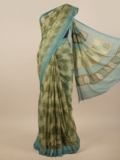 

Pothys Green & Turquoise Blue Floral Printed Saree