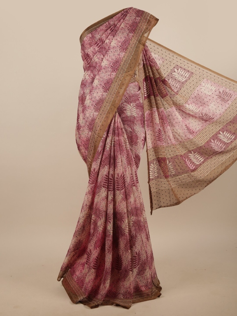 

Pothys Pink & Brown Floral Printed Saree