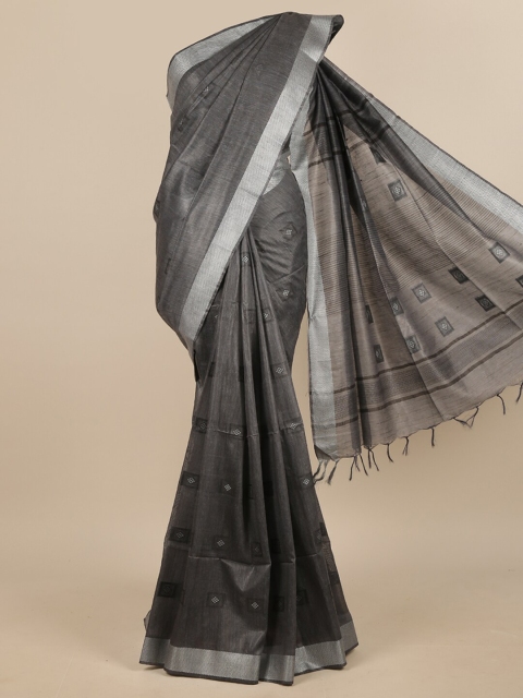 

Pothys Grey & Silver-Coloured Ethnic Motifs Printed Jute Silk Saree