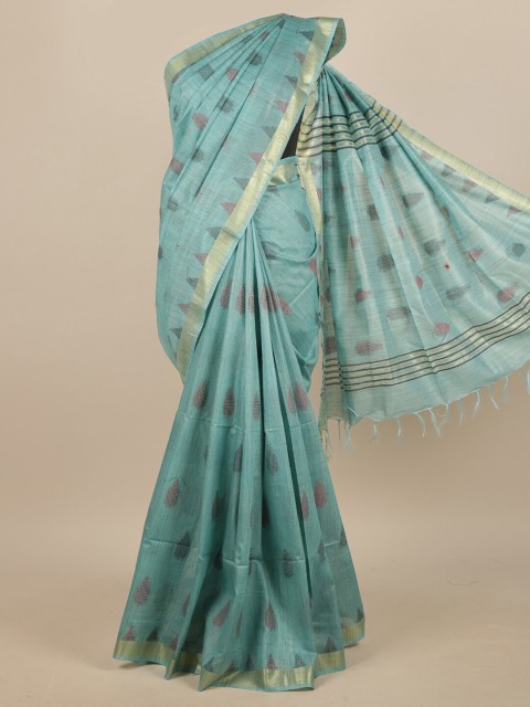 

Pothys Blue & Red Ethnic Motifs Woven Design Jute Silk Saree