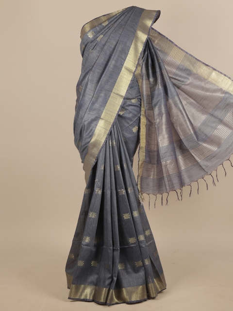 

Pothys Grey & Gold-Coloured Ethnic Motifs Zari Jute Silk Saree