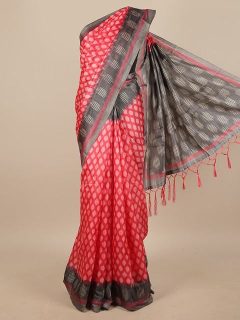 

Pothys Pink & Grey Ethnic Motifs Printed Saree