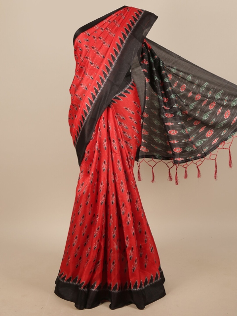 

Pothys Red & Black Ethnic Motifs Printed Saree