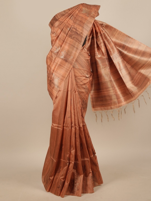 

Pothys Copper-Coloured & Gold-Coloured Ethnic Motifs Zari Jute Silk Saree