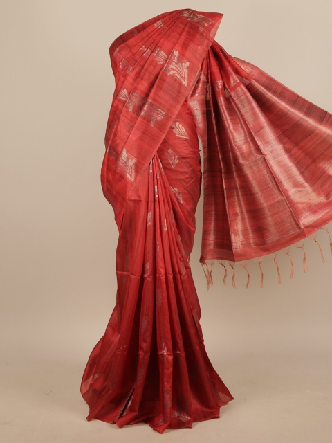 

Pothys Maroon & Gold-Coloured Ethnic Motifs Zari Jute Silk Saree