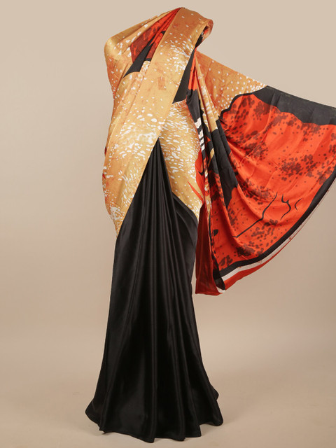 

Pothys Black & Multicoloured Printed Saree