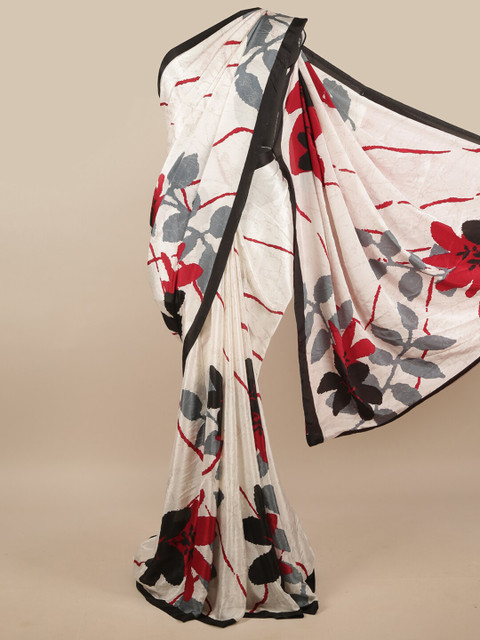 

Pothys White & Pink Floral Printed Saree