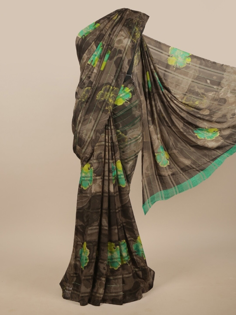

Pothys Brown & Green Floral Printed Saree