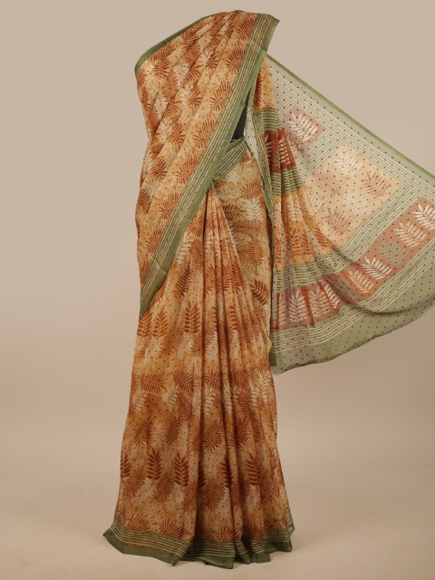 

Pothys Brown & Green Floral Printed Saree