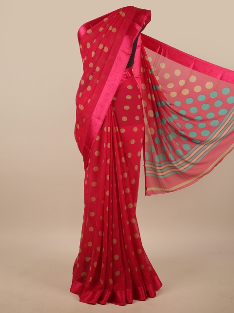 

Pothys Pink & Multicoloured Polka Dots Printed Saree