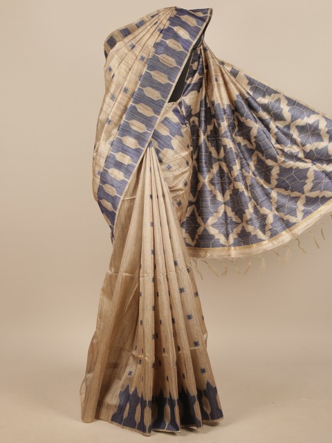 

Pothys Beige & Grey Woven Design Jute Silk Saree