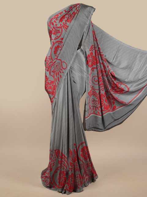 

Pothys Grey & Red Floral Printed Saree