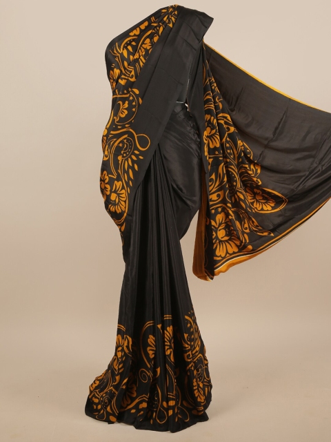 

Pothys Black & Yellow Floral Printed Saree