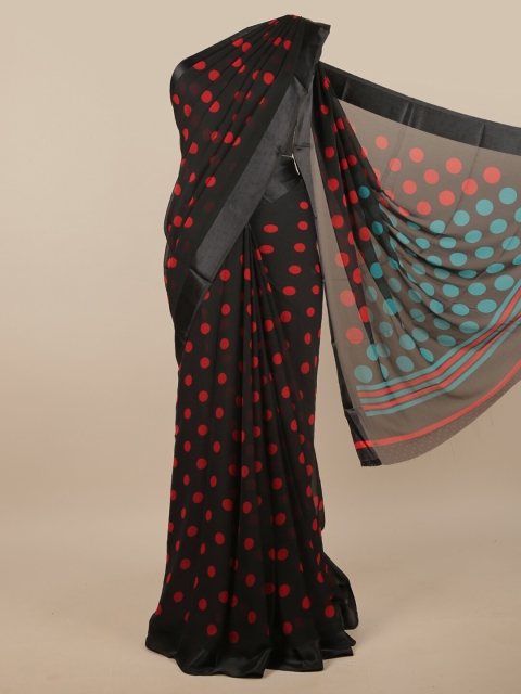 

Pothys Black & Red Polka Dots Printed Saree