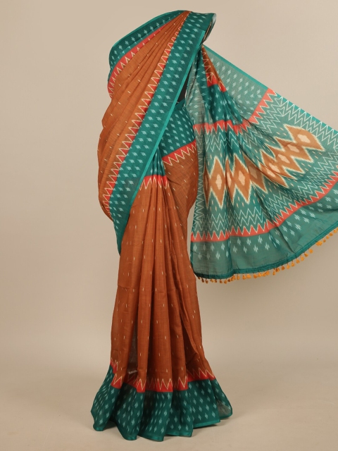 

Pothys Mustard & Teal Woven Design Linen Blend Saree