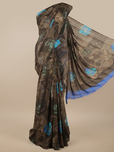 

Pothys Grey & Blue Floral Printed Saree