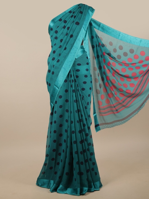 

Pothys Blue & Red Polka Dots Printed Saree