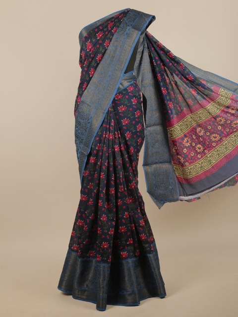 

Pothys Blue & Pink Floral Printed Saree