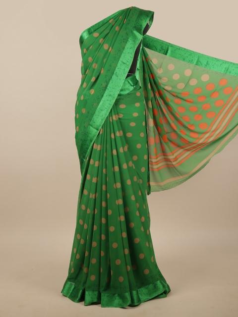 

Pothys Green & Beige Polka Dots Printed Saree