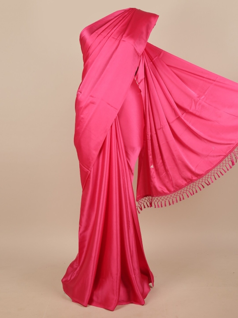 

Pothys Pink Solid Satin Saree