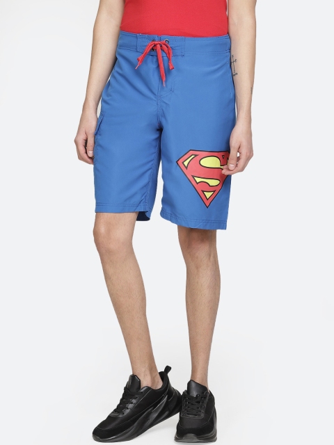 

Free Authority Men Blue Printed Superman Regular Shorts